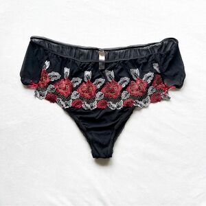 Cacique Black Lace Panties with Floral Detail - Size 22/24